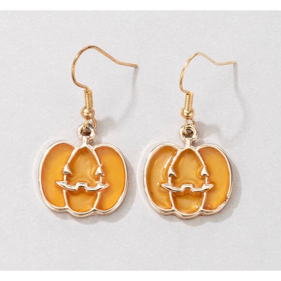 Pumpkin Halloween Enamel Earrings - Picture 1 of 2